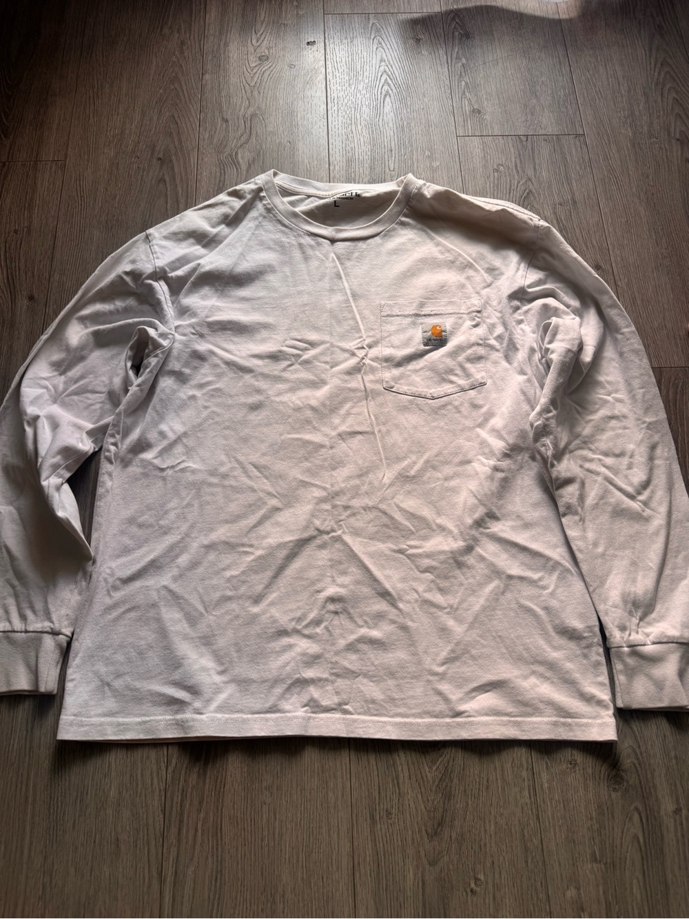 Carhartt White Long Sleeve Pocket Tee with Logo (60)